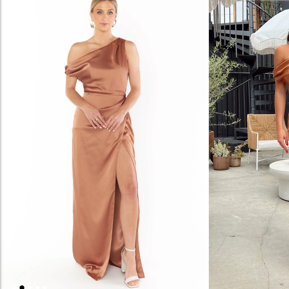 Show Me Your Mumu Jodie Dress in Copper Satin
